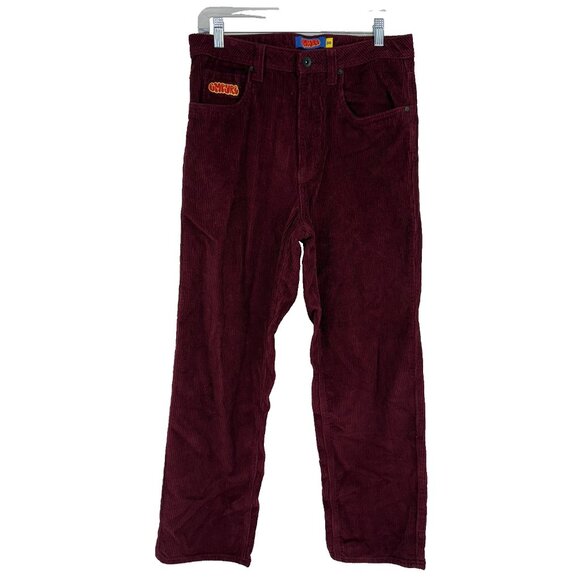Empyre Women 30 Corduroy Pant Maroon Red Tapered Leg Stretch Waist Relaxed Fit - Picture 1 of 9